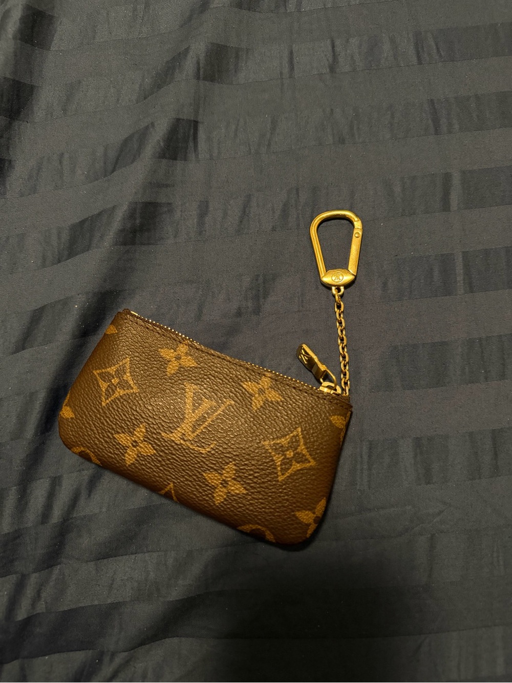 Louis Vuitton Brown Monogram Key Pouch with Gold Hardware